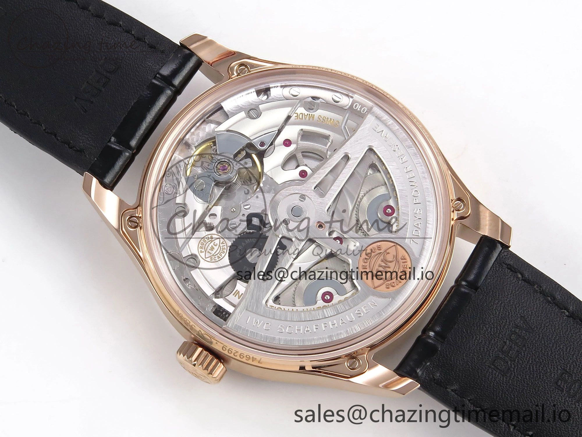 Portugieser Automatic 42mm RG APSF 1:1 Best Edition Black Dial on Black Leather Strap A Supportive 7007