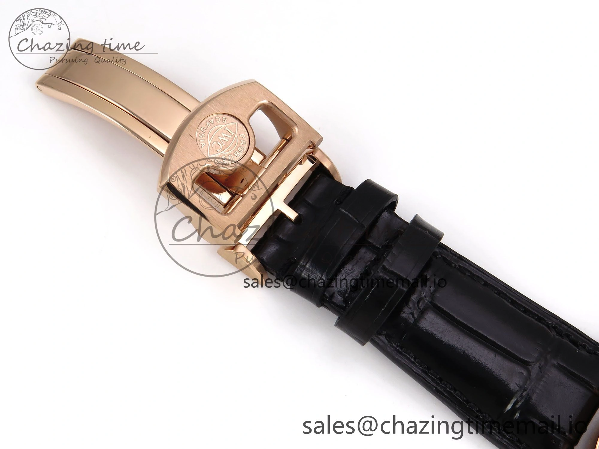 Portugieser Automatic 42mm RG APSF 1:1 Best Edition Black Dial on Black Leather Strap A Supportive 7007