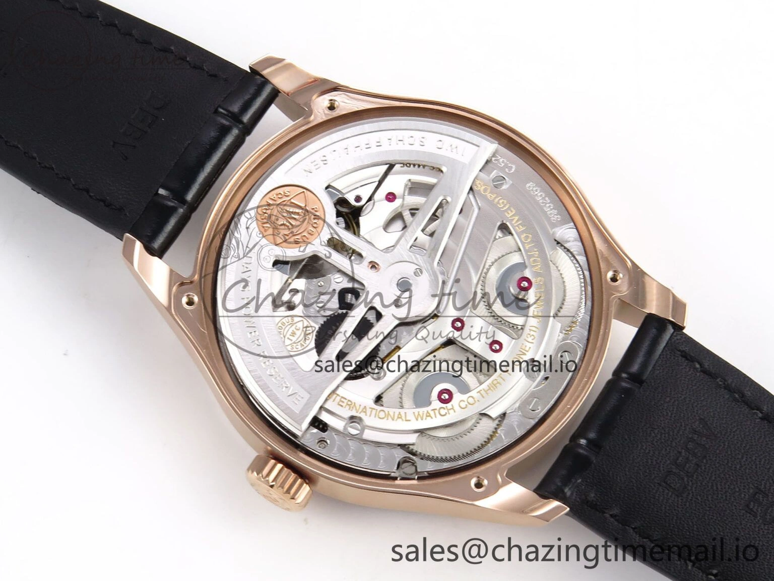 Portugieser Automatic 42mm RG APSF 1:1 Best Edition Black Dial on Black Leather Strap A Supportive 7007