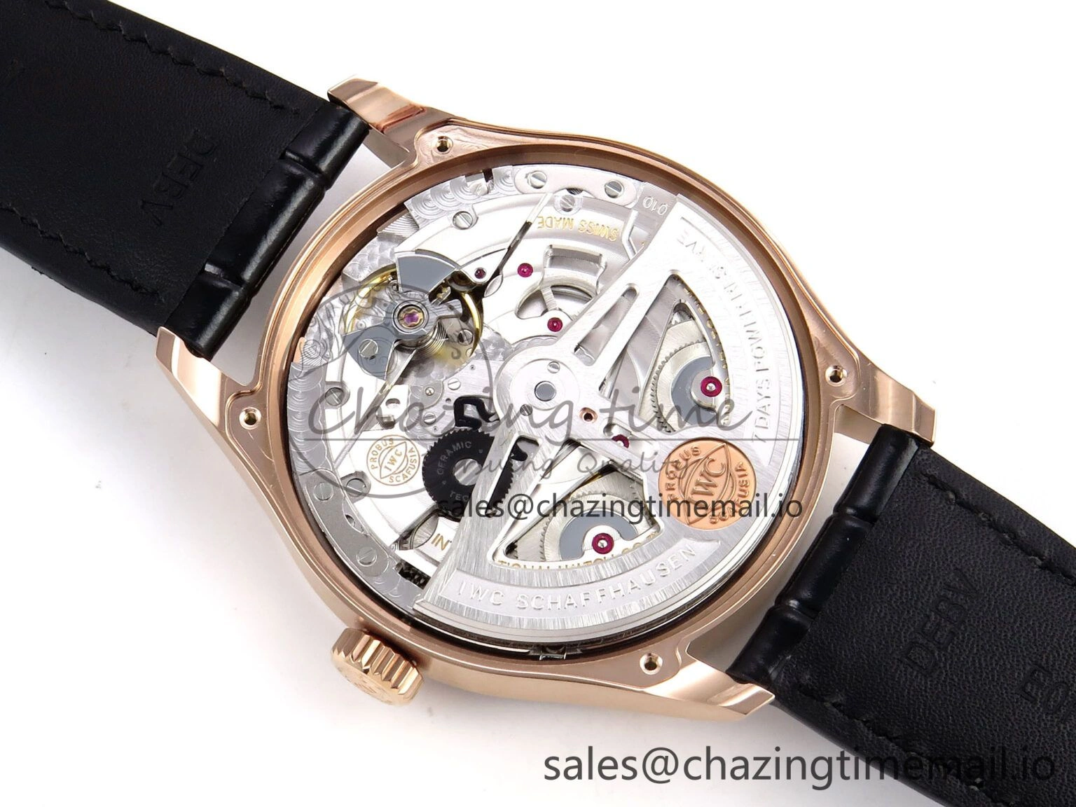 Portugieser Automatic 42mm RG APSF 1:1 Best Edition Black Dial on Black Leather Strap A Supportive 7007