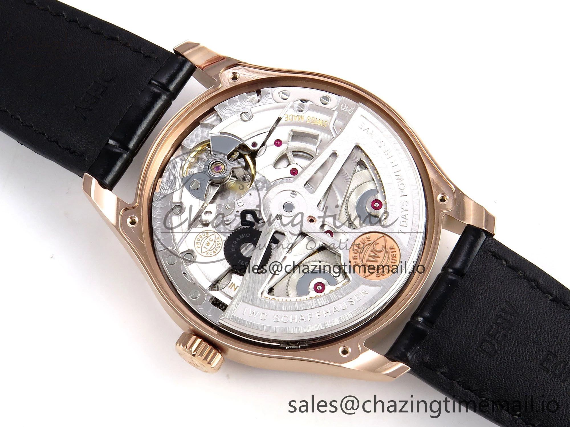 Portugieser Automatic 42mm RG APSF 1:1 Best Edition Black Dial on Black Leather Strap A Supportive 7007
