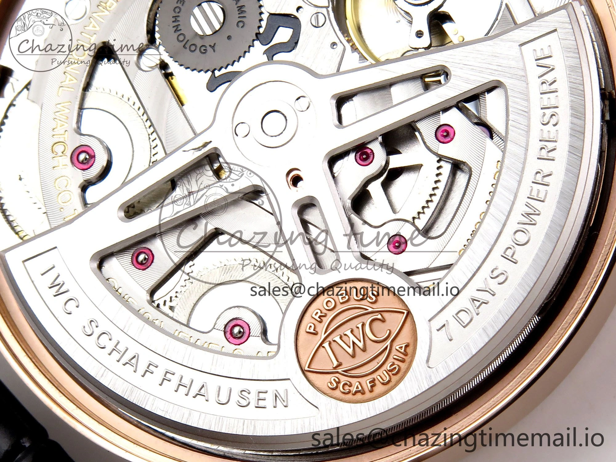 Portugieser Automatic 42mm RG APSF 1:1 Best Edition Black Dial on Black Leather Strap A Supportive 7007