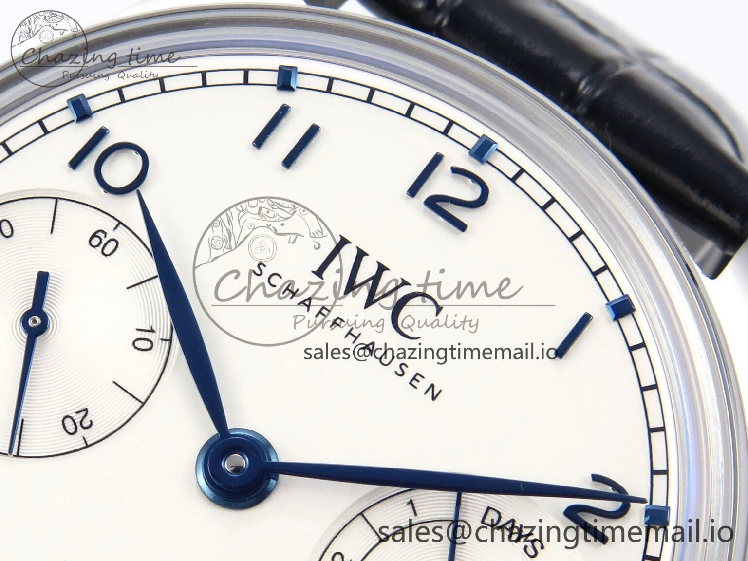 Fashionable Portugieser Automatic 42mm SS APSF 1:1 Best Edition White Dial Blue Marker on Blue Leather Strap A 7009