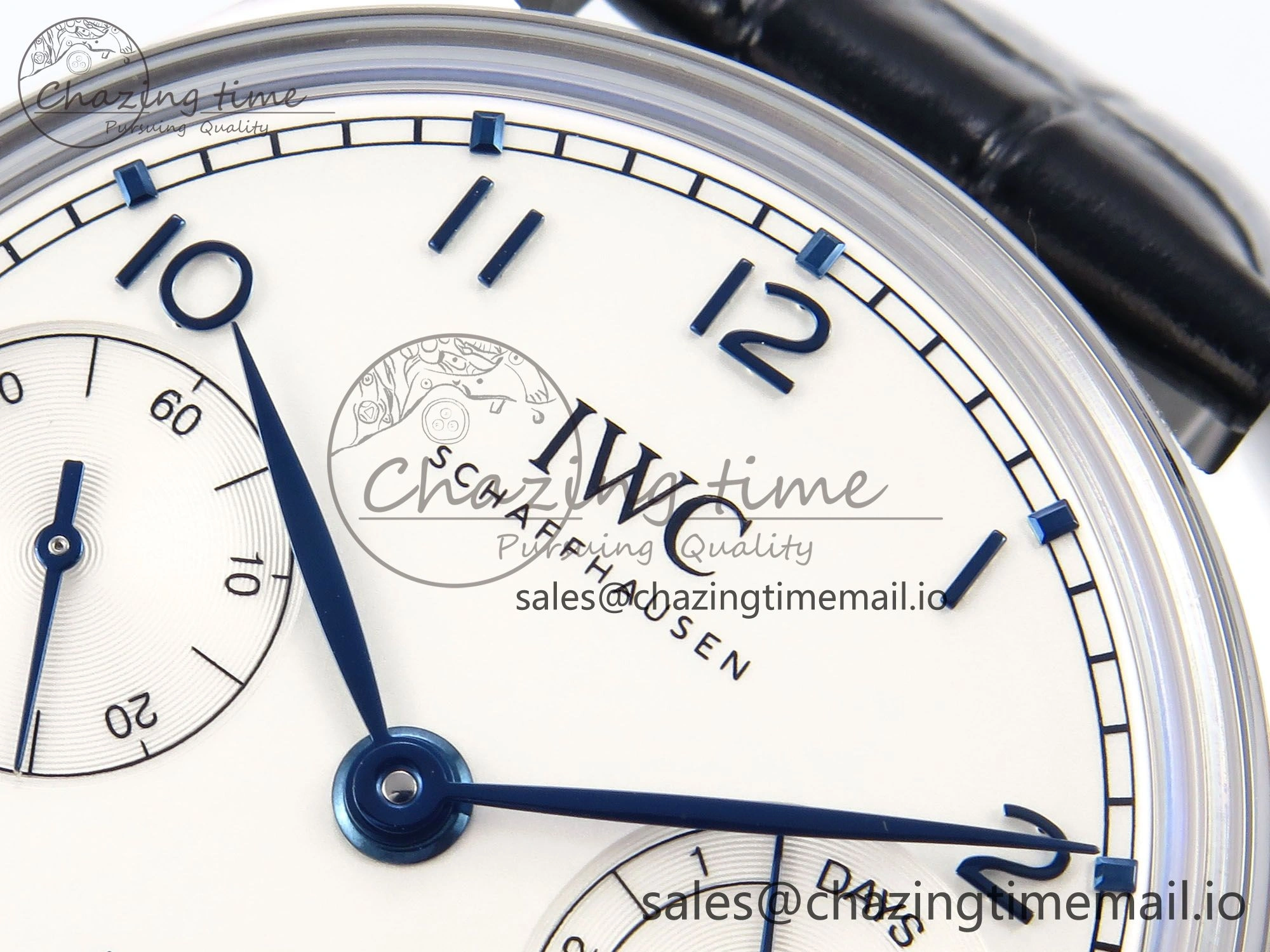 Fashionable Portugieser Automatic 42mm SS APSF 1:1 Best Edition White Dial Blue Marker on Blue Leather Strap A 7009
