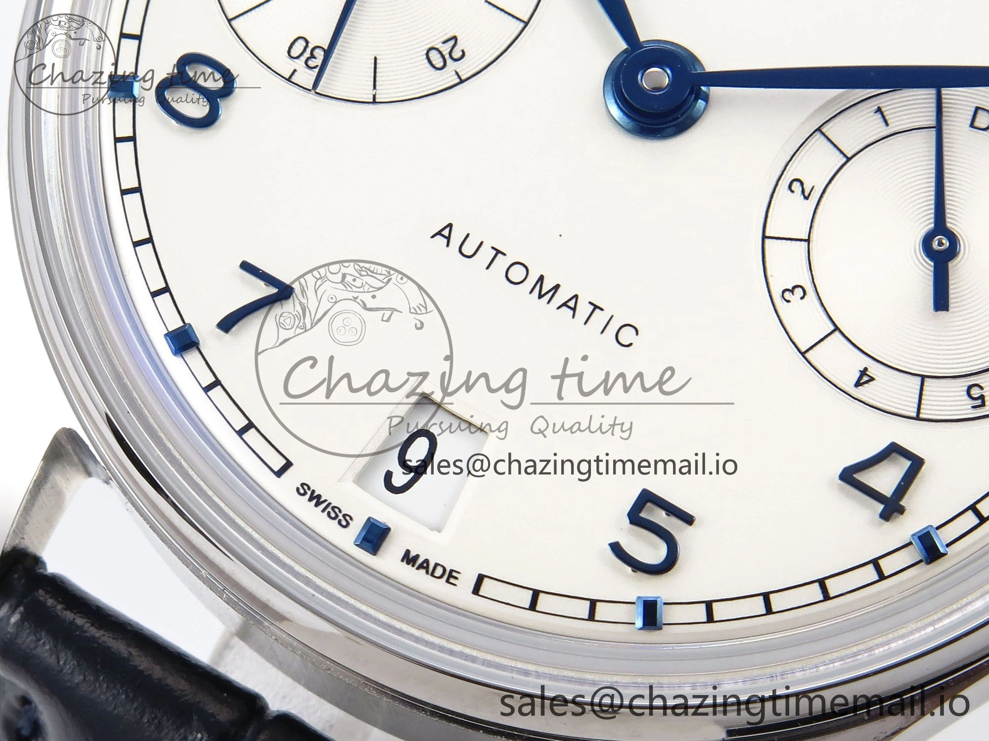 Fashionable Portugieser Automatic 42mm SS APSF 1:1 Best Edition White Dial Blue Marker on Blue Leather Strap A 7009