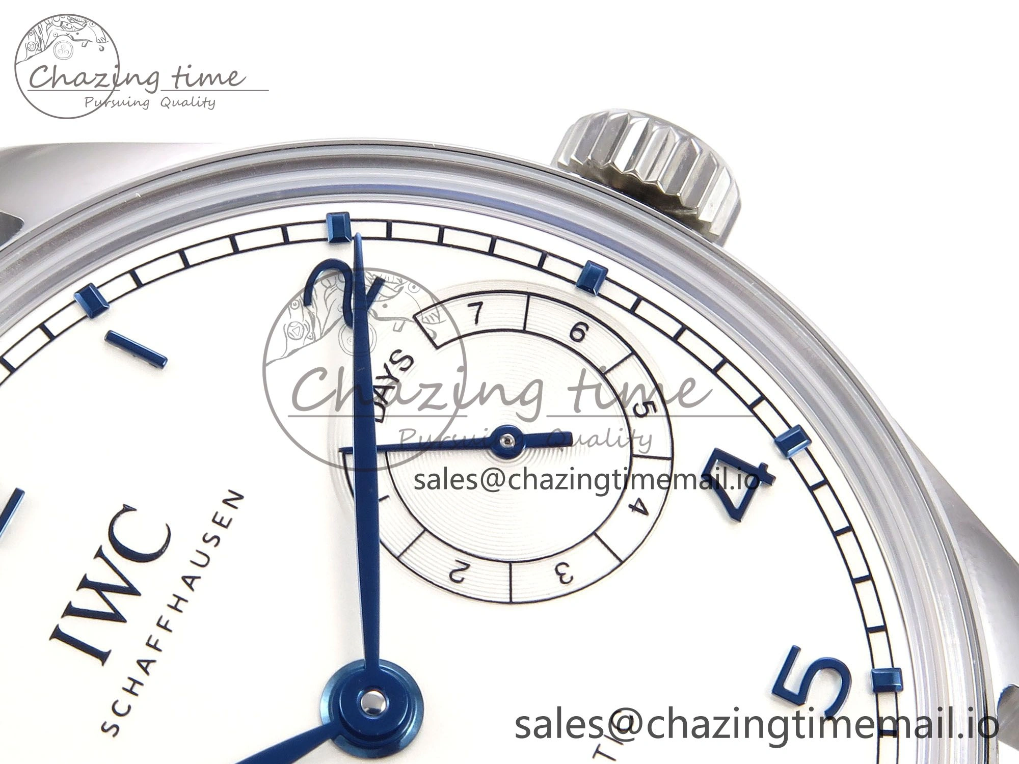 Fashionable Portugieser Automatic 42mm SS APSF 1:1 Best Edition White Dial Blue Marker on Blue Leather Strap A 7009