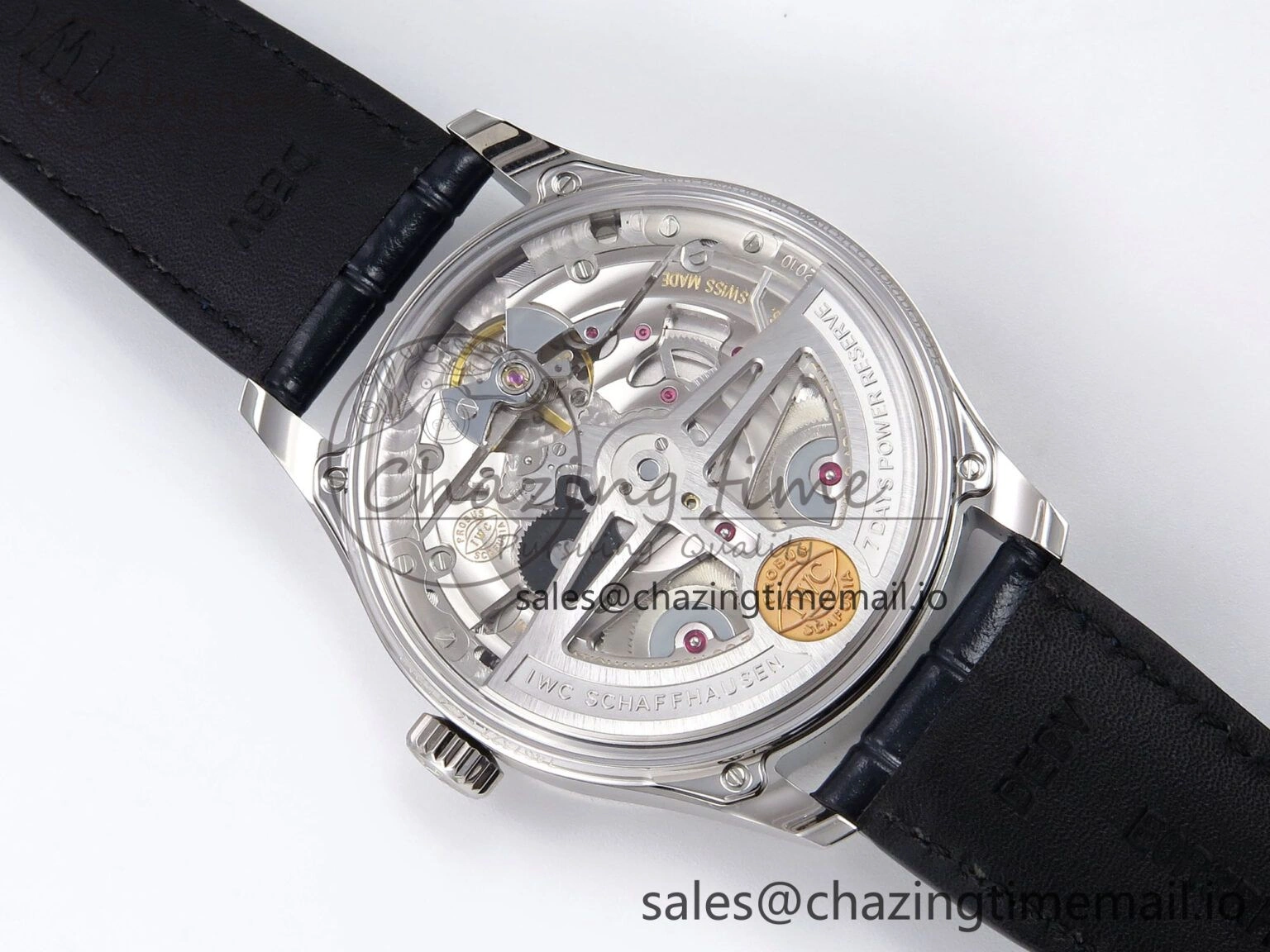 Fashionable Portugieser Automatic 42mm SS APSF 1:1 Best Edition White Dial Blue Marker on Blue Leather Strap A 7009