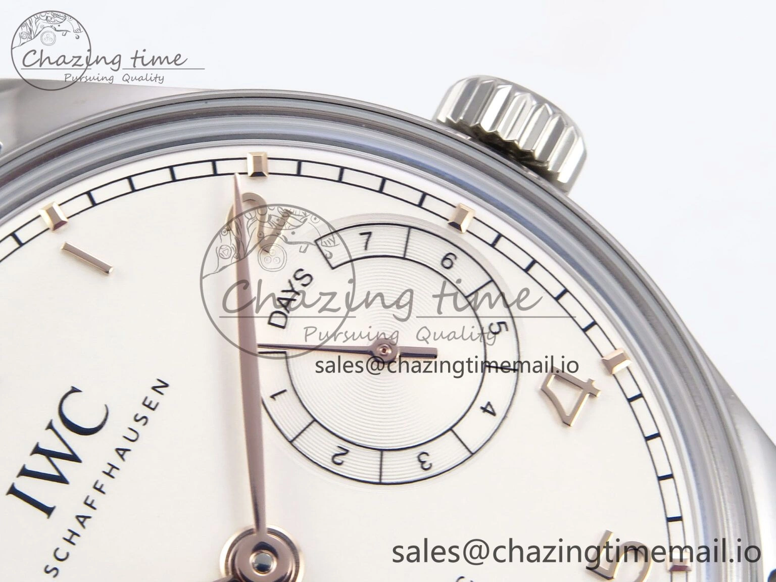 Portugieser Automatic 42mm SS APSF 1:1 Best Edition White RG Dial on Black Leather Strap A Flexible 7010