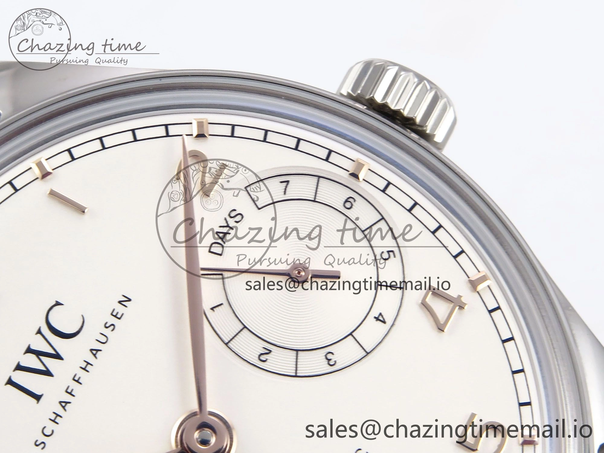 Portugieser Automatic 42mm SS APSF 1:1 Best Edition White RG Dial on Black Leather Strap A Flexible 7010