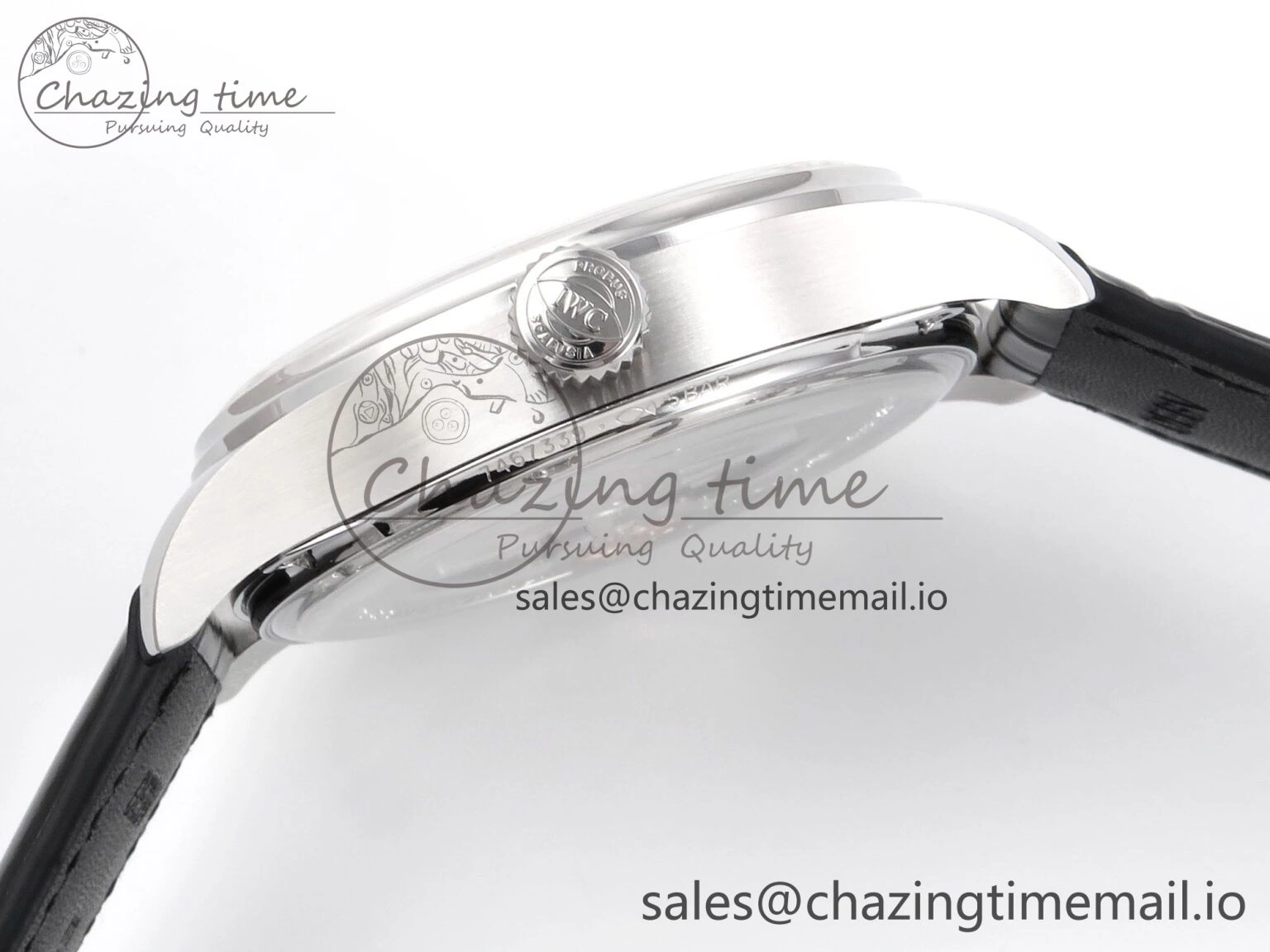 Portugieser Automatic 42mm SS APSF 1:1 Best Edition White RG Dial on Black Leather Strap A Flexible 7010