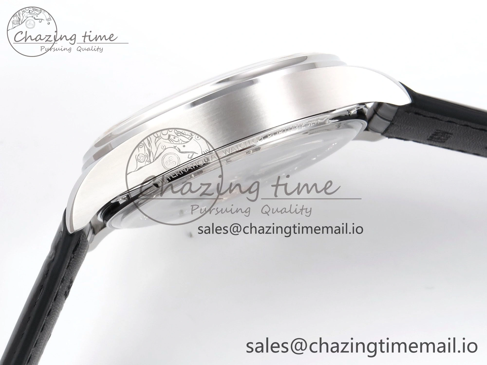 Portugieser Automatic 42mm SS APSF 1:1 Best Edition White RG Dial on Black Leather Strap A Flexible 7010