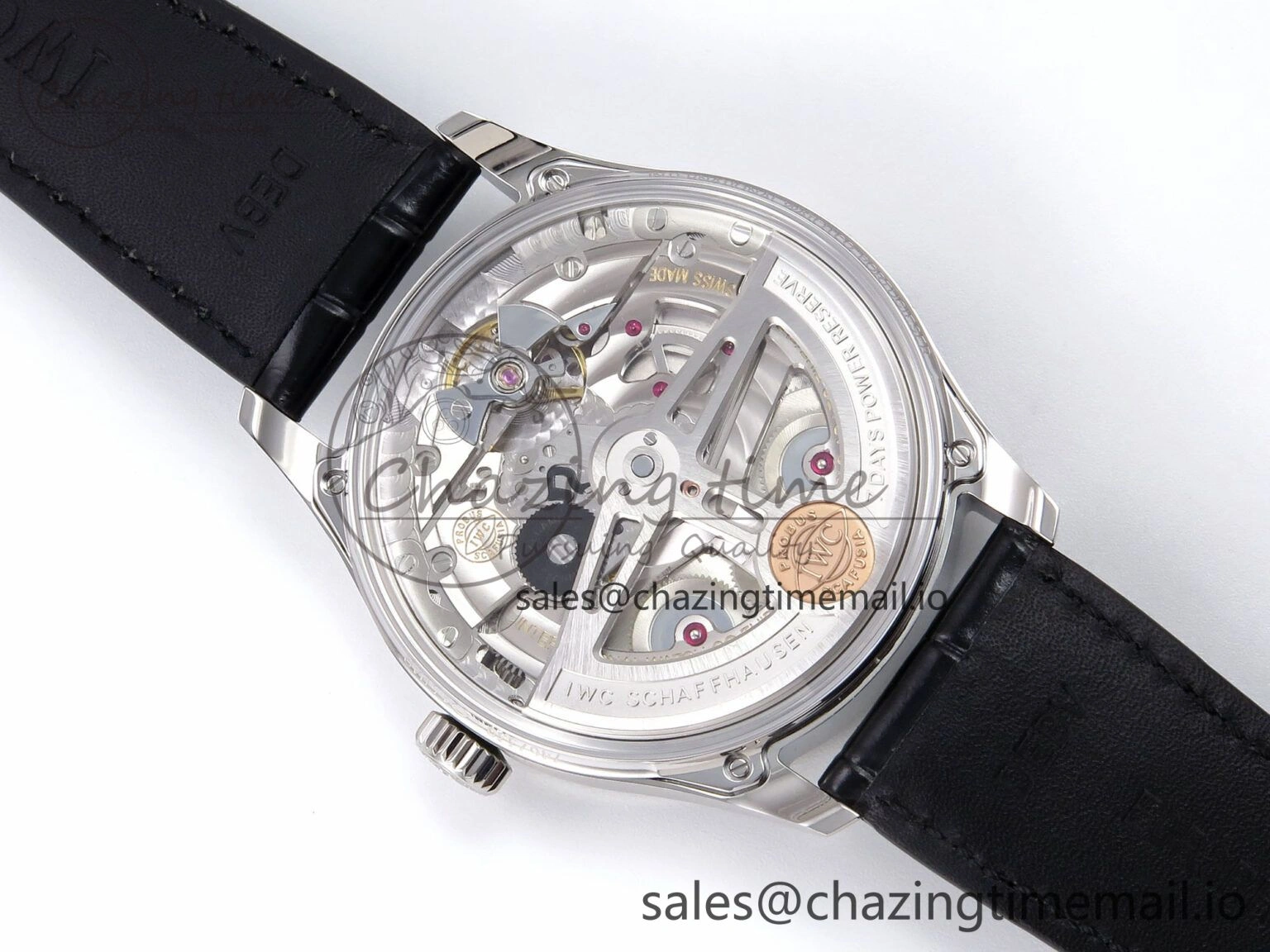 Portugieser Automatic 42mm SS APSF 1:1 Best Edition White RG Dial on Black Leather Strap A Flexible 7010