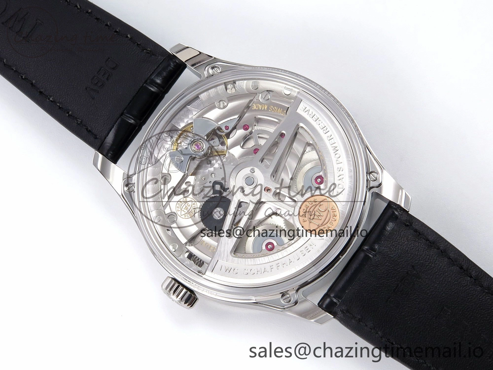 Portugieser Automatic 42mm SS APSF 1:1 Best Edition White RG Dial on Black Leather Strap A Flexible 7010
