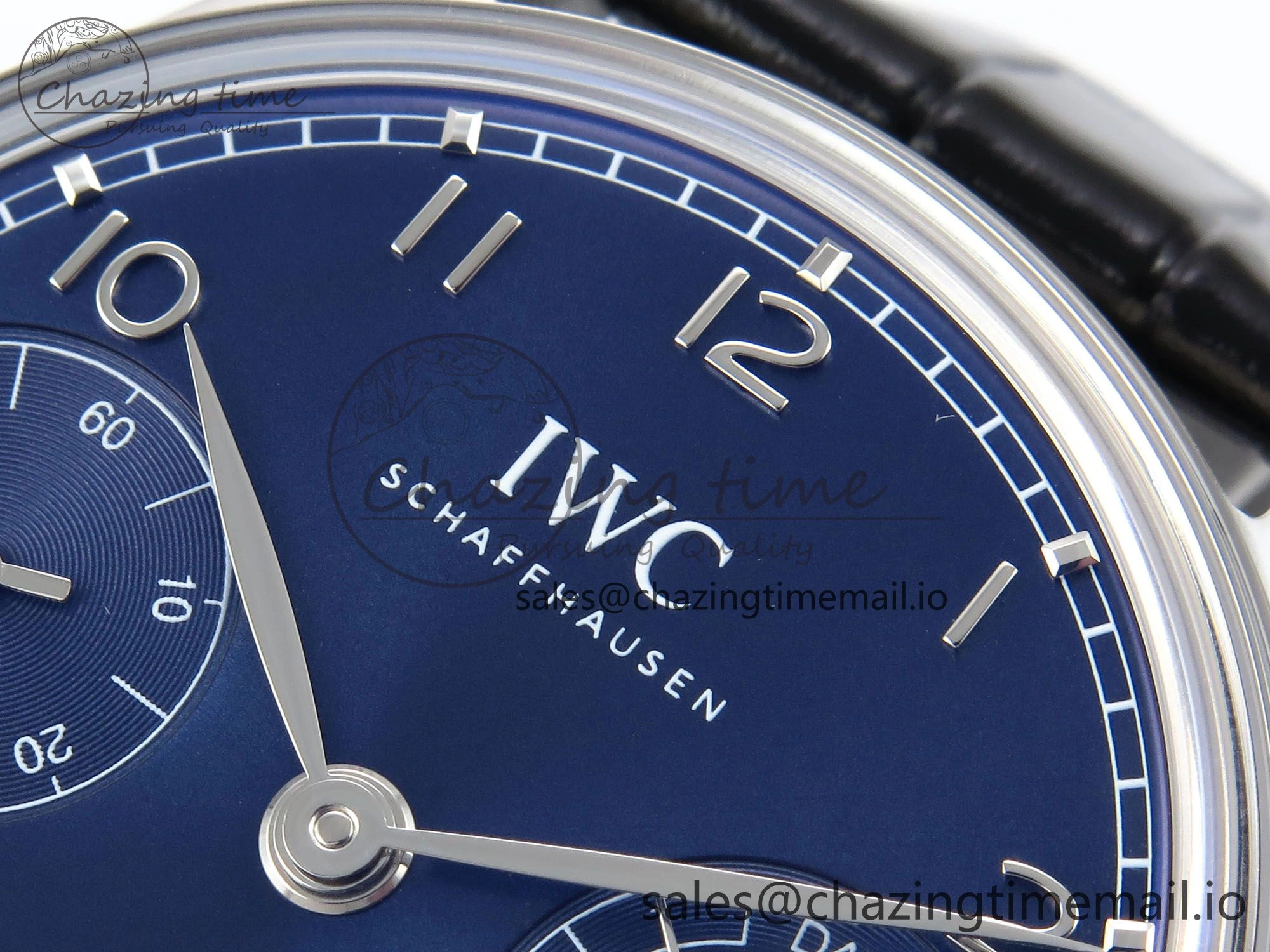 Portugieser Automatic SS IW501704 APSF 1:1 Best Edition Blue Dial on Black Leather Strap A Breathable 7008