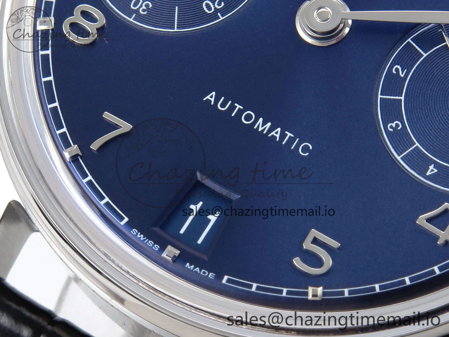 Portugieser Automatic SS IW501704 APSF 1:1 Best Edition Blue Dial on Black Leather Strap A Breathable 7008