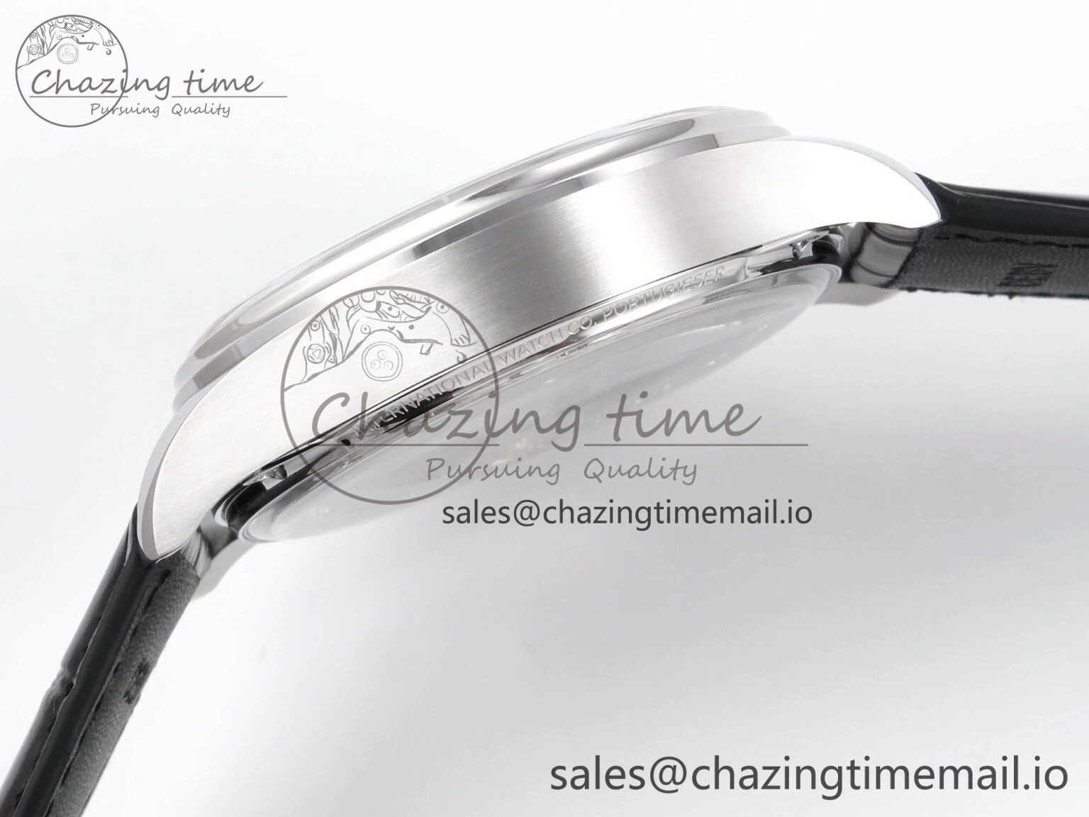 Portugieser Automatic SS IW501704 APSF 1:1 Best Edition Blue Dial on Black Leather Strap A Breathable 7008