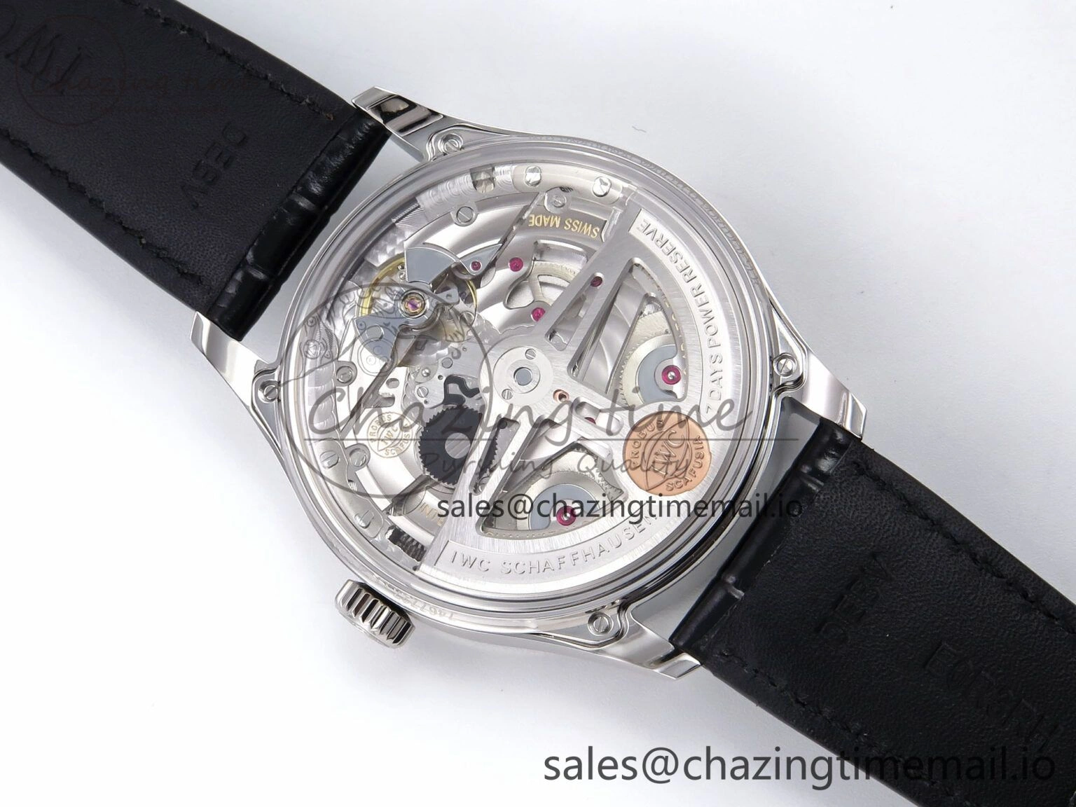 Portugieser Automatic SS IW501704 APSF 1:1 Best Edition Blue Dial on Black Leather Strap A Breathable 7008