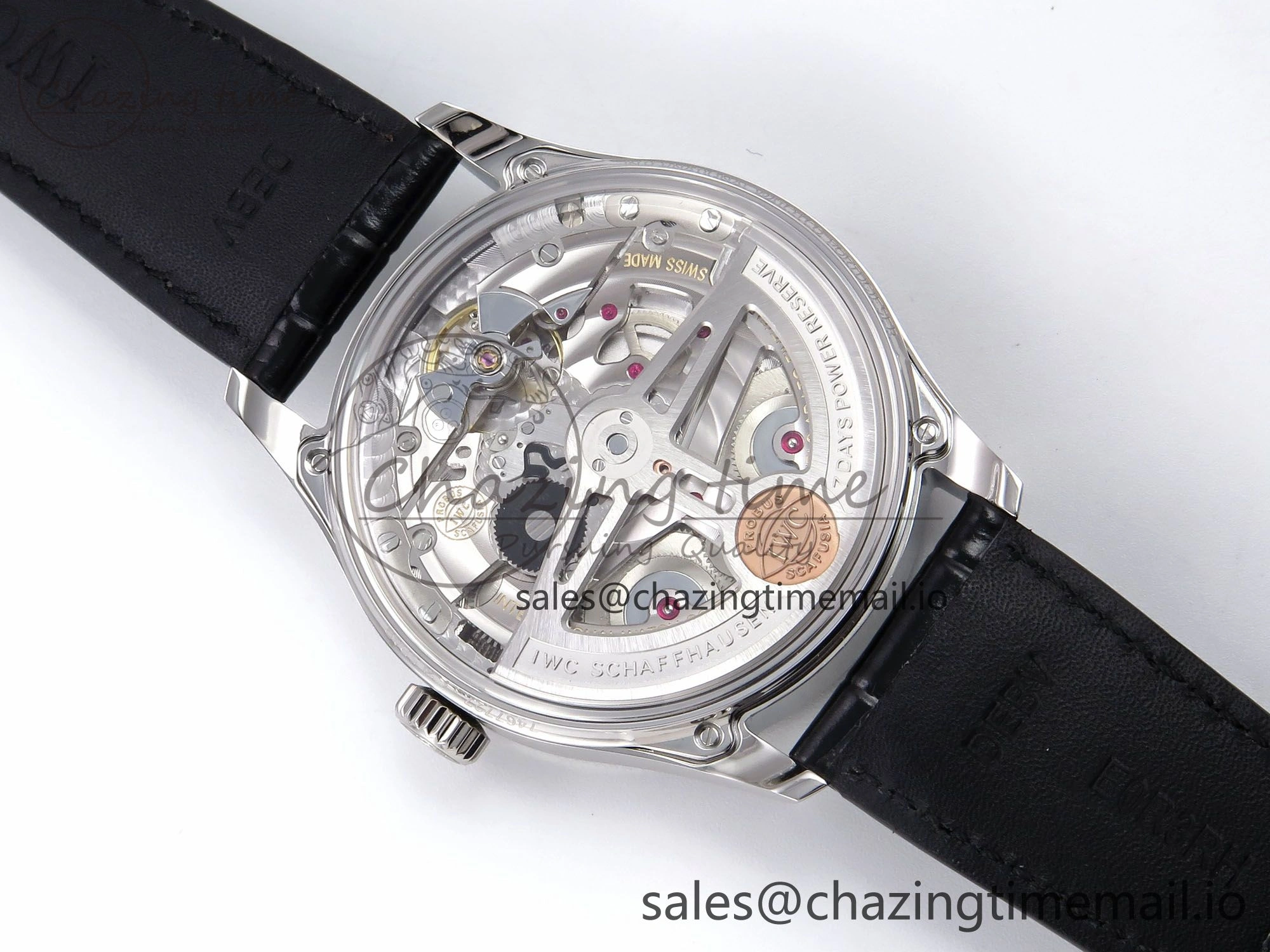 Portugieser Automatic SS IW501704 APSF 1:1 Best Edition Blue Dial on Black Leather Strap A Breathable 7008