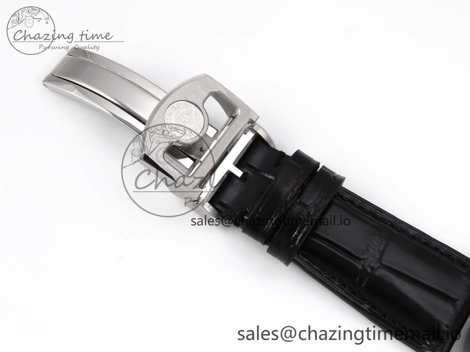 Portugieser Automatic SS IW501704 APSF 1:1 Best Edition Blue Dial on Black Leather Strap A Breathable 7008