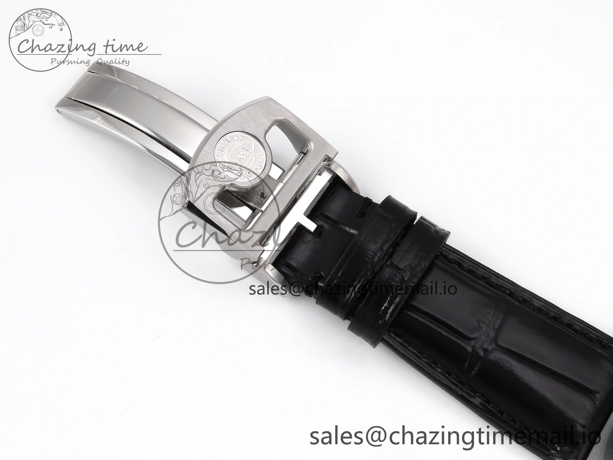 Portugieser Automatic SS IW501704 APSF 1:1 Best Edition Blue Dial on Black Leather Strap A Breathable 7008