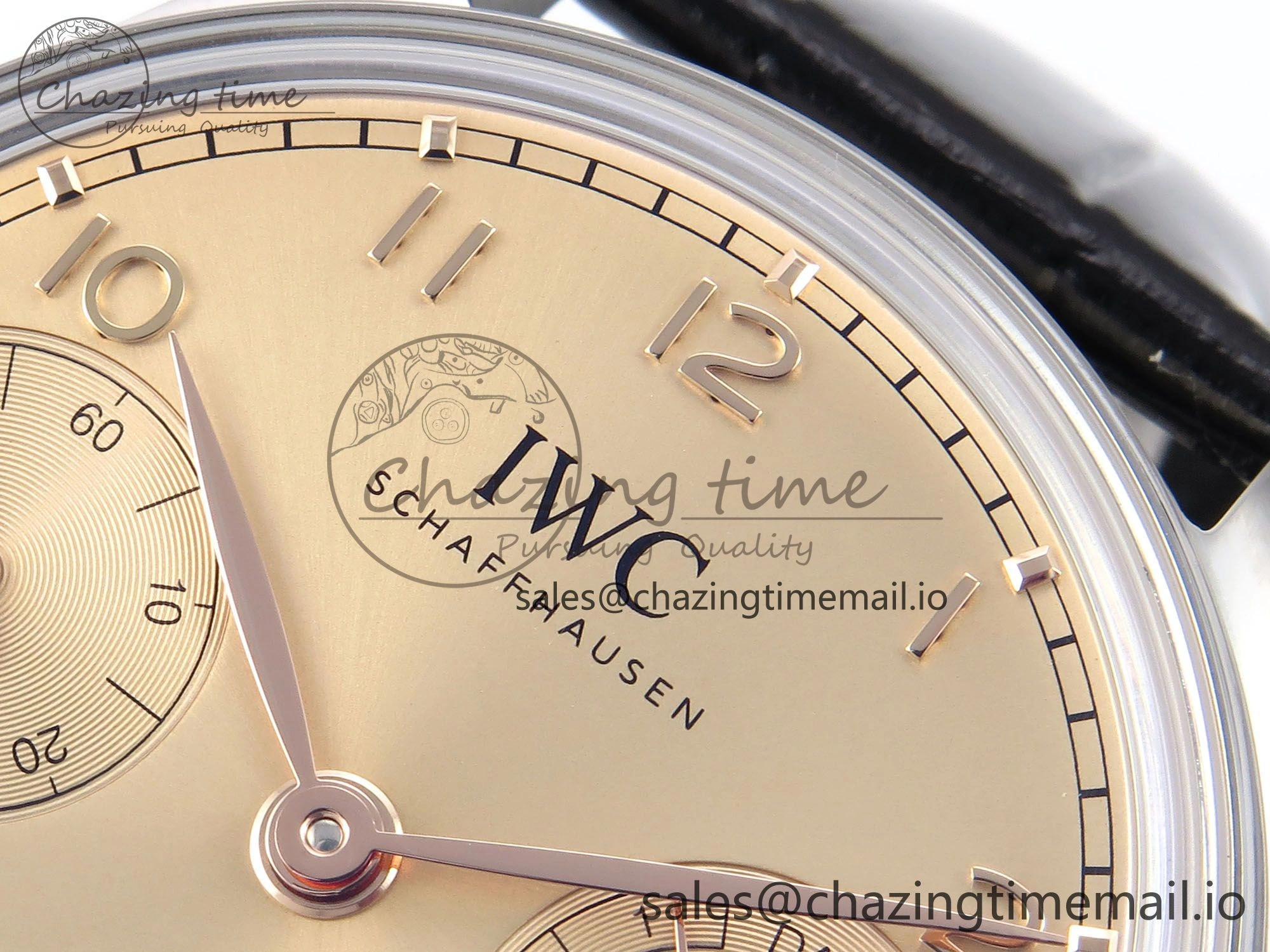Durable Portugieser Automatic SS IW501705 APSF 1:1 Best Edition RG Dial on Black Leather Strap A 7011