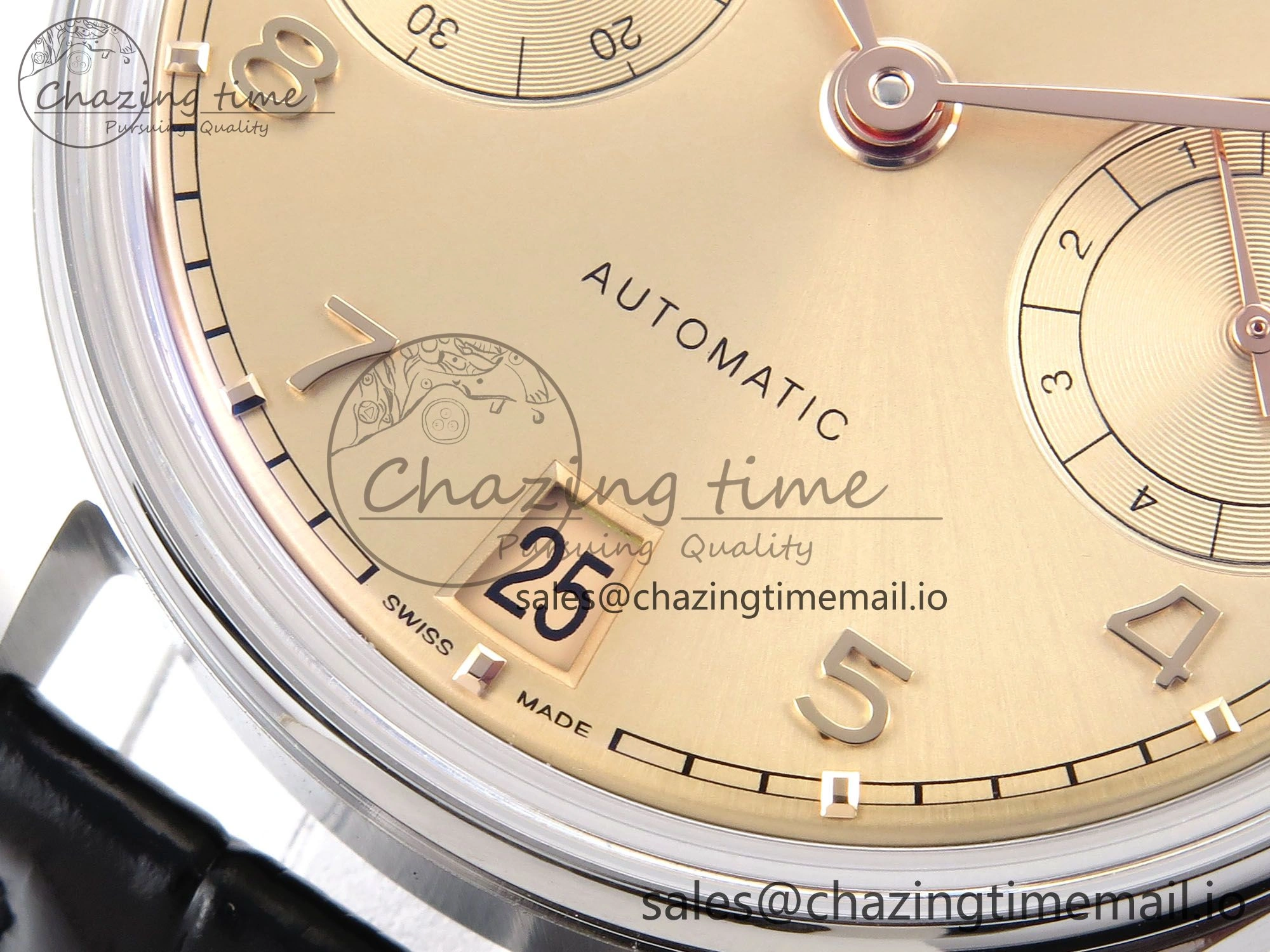 Durable Portugieser Automatic SS IW501705 APSF 1:1 Best Edition RG Dial on Black Leather Strap A 7011