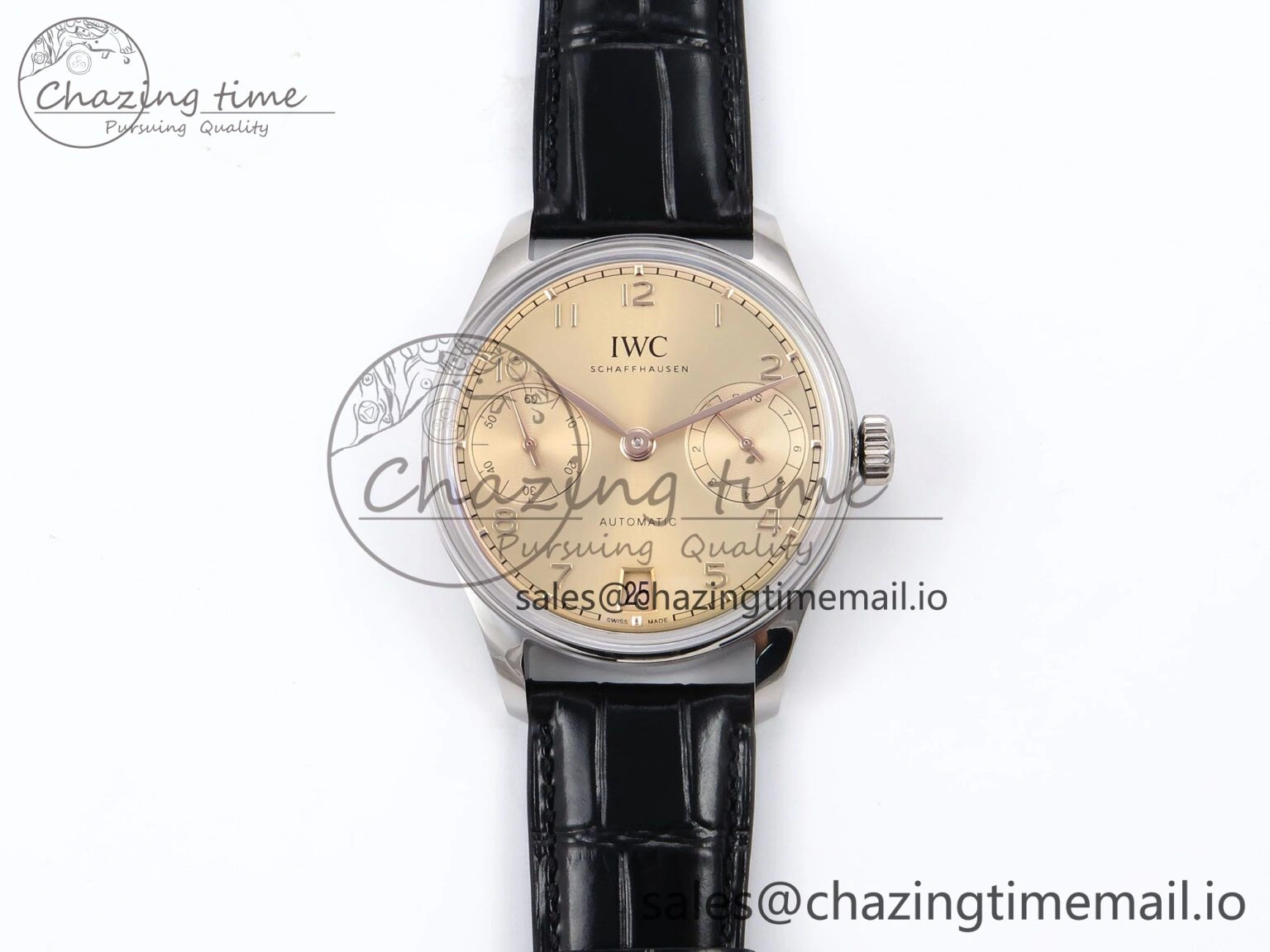 Durable Portugieser Automatic SS IW501705 APSF 1:1 Best Edition RG Dial on Black Leather Strap A 7011