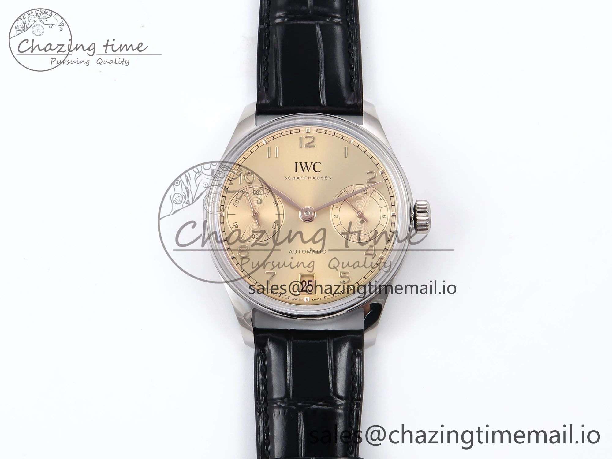 Durable Portugieser Automatic SS IW501705 APSF 1:1 Best Edition RG Dial on Black Leather Strap A 7011