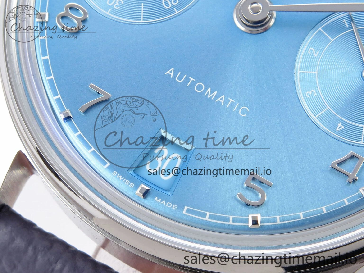 Portugieser Automatic SS IW501708 APSF 1:1 Best Edition Light Blue Dial on Gray Leather Strap A Versatile 7012