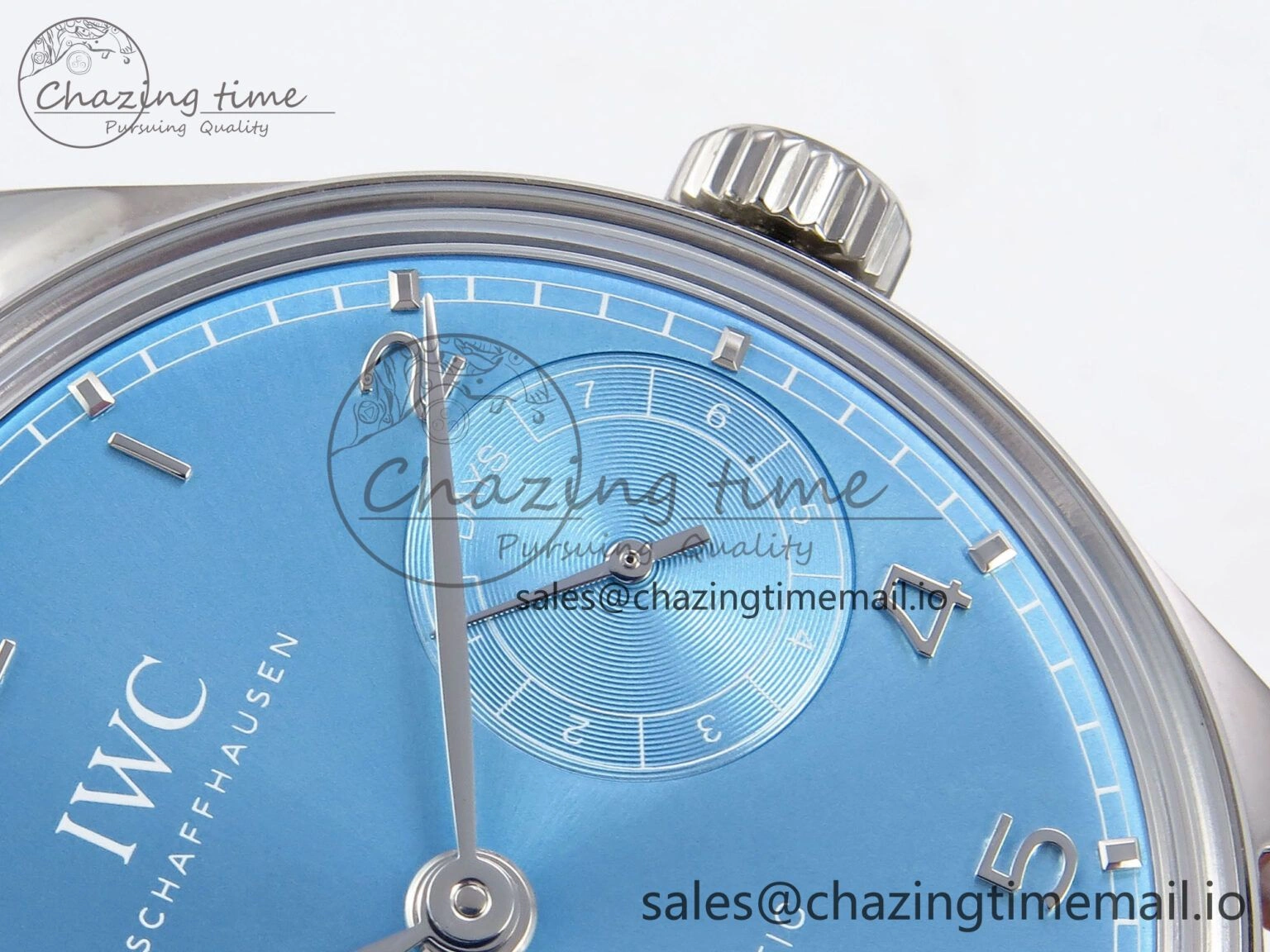 Portugieser Automatic SS IW501708 APSF 1:1 Best Edition Light Blue Dial on Gray Leather Strap A Versatile 7012