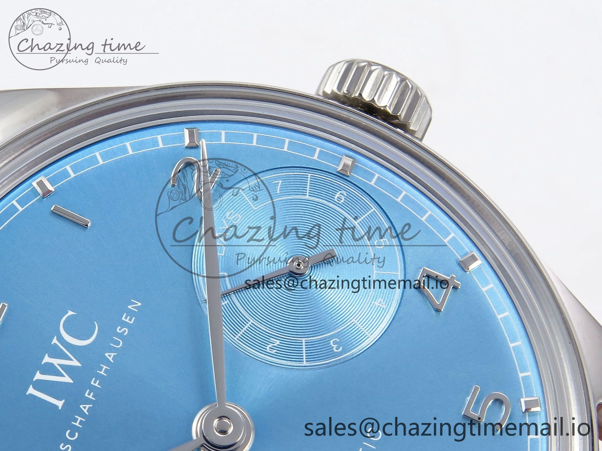Portugieser Automatic SS IW501708 APSF 1:1 Best Edition Light Blue Dial on Gray Leather Strap A Versatile 7012