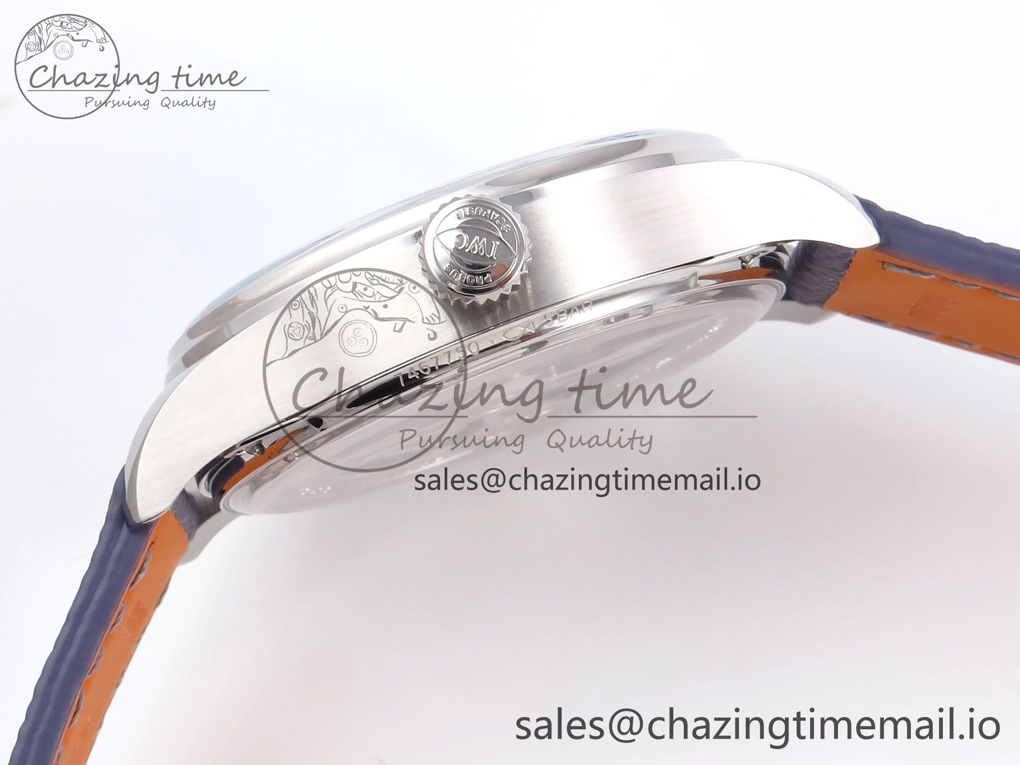 Portugieser Automatic SS IW501708 APSF 1:1 Best Edition Light Blue Dial on Gray Leather Strap A Versatile 7012