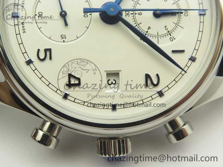 Cozy Portugieser Chrono  42 IW390302 ZF 1:1 Best Edition White Dial Blue Markers on Black Leather Strap A 7185