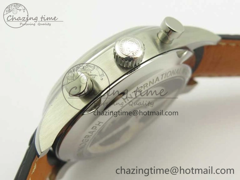 Durable Portugieser Chrono  42 IW390403 ZF 1:1 Best Edition White Dial Blue Hand on Black Leather Strap A 7190