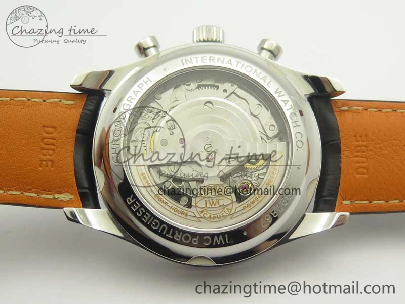 Durable Portugieser Chrono  42 IW390403 ZF 1:1 Best Edition White Dial Blue Hand on Black Leather Strap A 7190