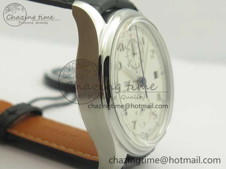 Durable Portugieser Chrono  42 IW390403 ZF 1:1 Best Edition White Dial Blue Hand on Black Leather Strap A 7190