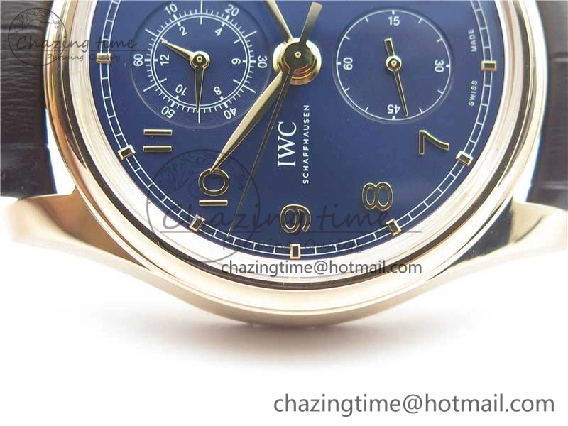 Portugieser Chrono  42 IW390406 RG ZF 1:1 Best Edition Blue Dial on Brown Leather Strap A StreetReady 7129