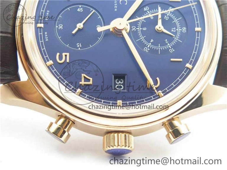 Portugieser Chrono  42 IW390406 RG ZF 1:1 Best Edition Blue Dial on Brown Leather Strap A StreetReady 7129