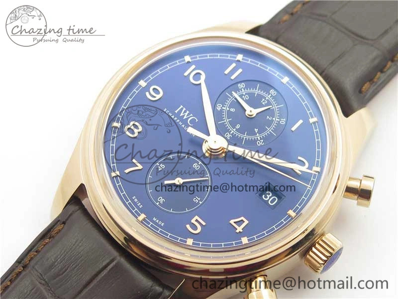 Portugieser Chrono  42 IW390406 RG ZF 1:1 Best Edition Blue Dial on Brown Leather Strap A StreetReady 7129