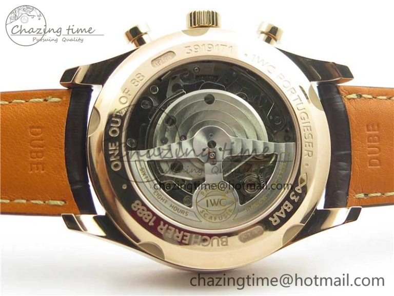 Portugieser Chrono  42 IW390406 RG ZF 1:1 Best Edition Blue Dial on Brown Leather Strap A StreetReady 7129