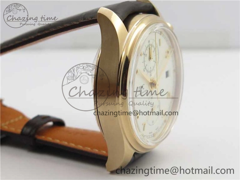 Comfortable Portugieser Chrono  42 IW390406 RG ZF 1:1 Best Edition White Dial on Brown Leather Strap A 7123