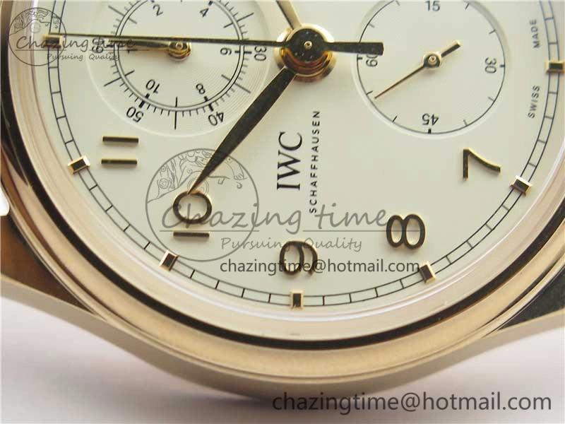 Comfortable Portugieser Chrono  42 IW390406 RG ZF 1:1 Best Edition White Dial on Brown Leather Strap A 7123