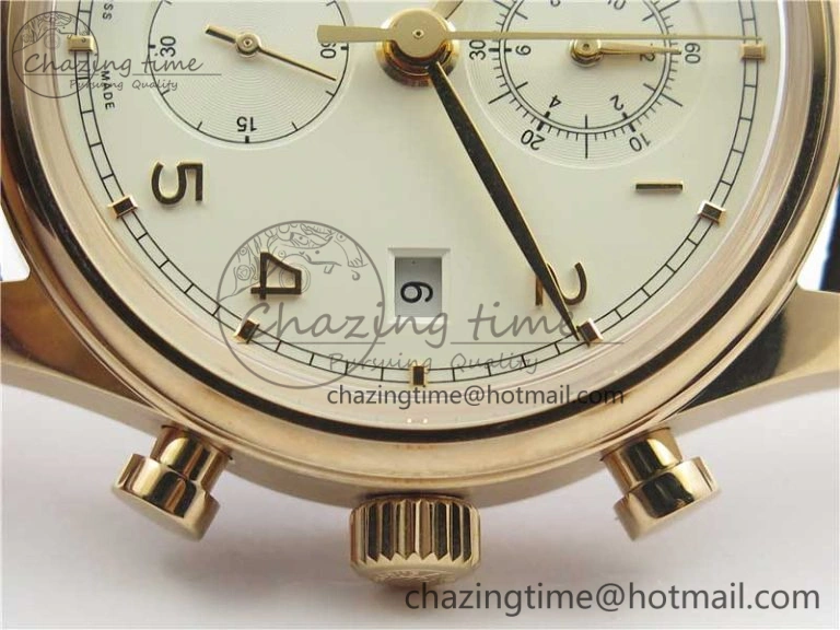 Comfortable Portugieser Chrono  42 IW390406 RG ZF 1:1 Best Edition White Dial on Brown Leather Strap A 7123