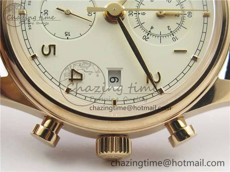 Comfortable Portugieser Chrono  42 IW390406 RG ZF 1:1 Best Edition White Dial on Brown Leather Strap A 7123