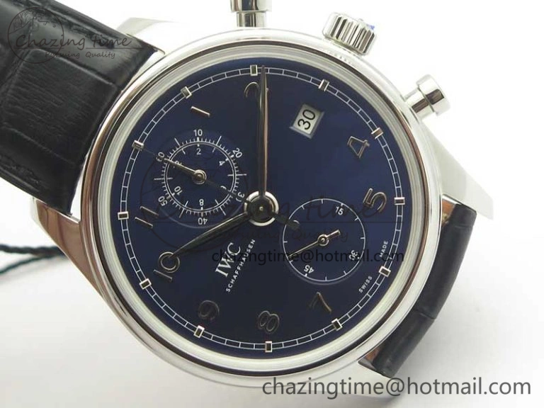 Portugieser Chrono  42 IW390406 ZF 1:1 Best Edition Blue Dial on Black Leather Strap A QuickDry 7189