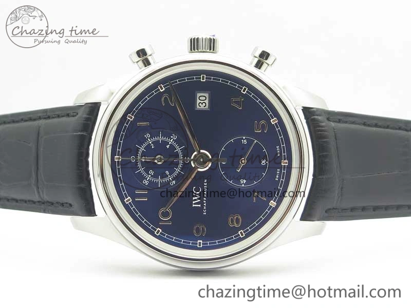 Portugieser Chrono  42 IW390406 ZF 1:1 Best Edition Blue Dial on Black Leather Strap A QuickDry 7189