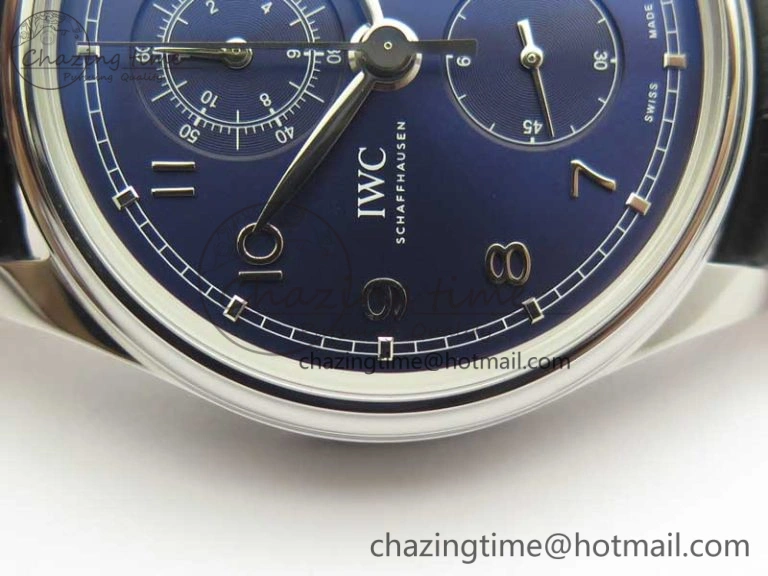 Portugieser Chrono  42 IW390406 ZF 1:1 Best Edition Blue Dial on Black Leather Strap A QuickDry 7189