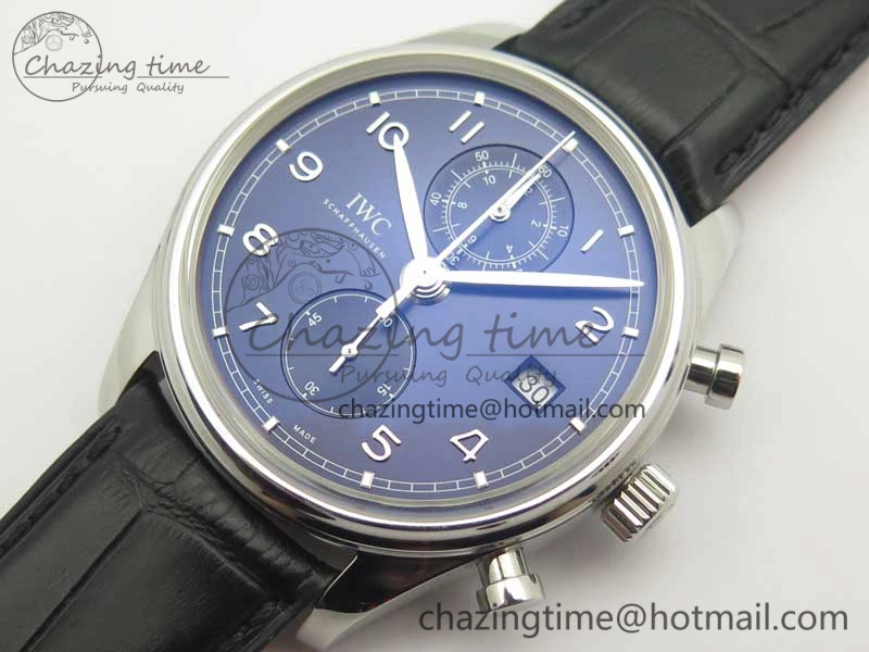 Portugieser Chrono  42 IW390406 ZF 1:1 Best Edition Blue Dial on Black Leather Strap A QuickDry 7189