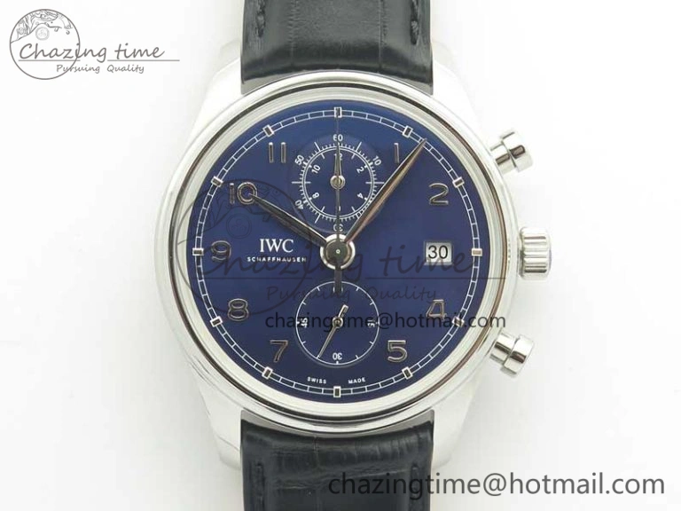 Portugieser Chrono  42 IW390406 ZF 1:1 Best Edition Blue Dial on Black Leather Strap A QuickDry 7189