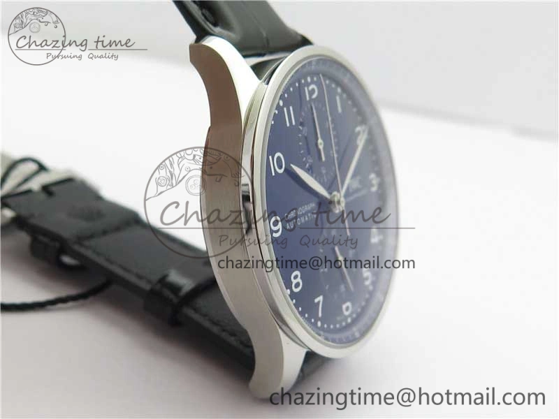 EasyCare Portugieser Chronograph Edition 150 Years IW371601 ZF 1:1 Best Edition Blue Dial on Black Leather Strap A7750 (Slim Movement) 7137